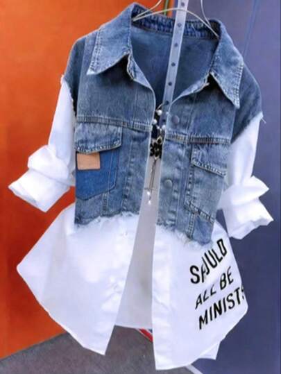 Letter  Plain    Casual    Button Front  Pocket  Button    Stage & Concert