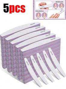 5/20支装专业指甲锉，180/100目天然指甲锉，双面可水洗细纹指甲锉，适合家庭和美甲沙龙使用 - 彩色 - 查看 10