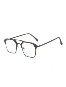 男女时尚眼镜，商务风格镜框，变色镜片，室内外均可佩戴，适合驾驶、钓鱼、徒步、骑行、跑步、高尔夫等日常使用。金属双梁变色眼镜，适合室内办公和户外防晒。多种颜色可选（黑色、棕色、蓝色）。 - 黑色 - 查看 9