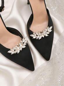 2 piezas Accesorio de zapato elegante con forma de corona de flores de metal con cristales, desmontable, en color plateado/dorado, adecuado para tacones altos, zapatos, zapatos de boda, zapatos de novia, zapatos de cristal en blanco, negro, naranja, rojo - Dorado - Ver 3