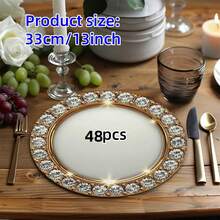 24/48 片，33 厘米餐垫，一次性餐垫，小菱形图案餐垫，适用于情人节、感恩节、生日派对、婚礼派对、新娘送礼会、晚宴、宴会、餐桌、野餐、咖啡馆和其他场合。 - 彩色 - 查看 7