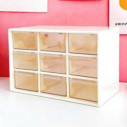 A Desktop Storage Box With 9 Compartments, Designed To Be Dust-Proof, Suitable For Organizing Household Items, Desks, And Drawers, Home Storage And Organization.Makeup Oraganiser.Desk Oraganiser