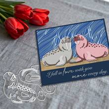 创意情侣印章切割模具，DIY剪贴簿相册和压花模板，贺卡制作工具，卡片纸切割工艺品，礼品卡制作模板模切。 - 銀色 - 查看 7