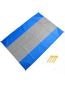 1pc Extra Large & Ultra Thin Quick Dry Beach Blanket, Extra Large Anti-Sand Beach Mat, Portable Picnic Pad, Suitable For Yard, Park, Travel, Camping And Hiking, Valentine's Day Gift For Girlfriend, Outdoor Dining Essentials, Lightweight Beach Essential (1 Set Includes 4 Pegs And Storage Bag) - Multicolor - View 1