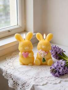 Reusable Silicone Mold For Easter Bunny, Suitable For Making Candles, Sanitizers, Resin Crafts - Delicate Flower And Bunny Pattern Design, Easy Demold - White - View 3