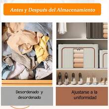 2PCS Organizadoras de Ropa, Bolsas Plegables de Almacenamiento de Ropa,Caja Almacenaje de Gran Capacidad,Con Ventanas Transparentes y Asas Duraderas,Para Edredones y Almohada (60 * 40 * 42CM) - Gris Claro - Ver 3