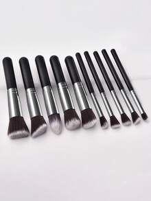 10支装黑色化妆刷套装，多种颜色可选，包含五大五小组合，迷你化妆刷、鼻影刷、唇刷、遮瑕刷、腮红刷、散粉刷，旅行便携小套装，一套化妆刷，包含多种化妆工具，柔软细腻，亲肤耐用，不易断裂，适合初学者使用。 - 彩色 - 查看 2