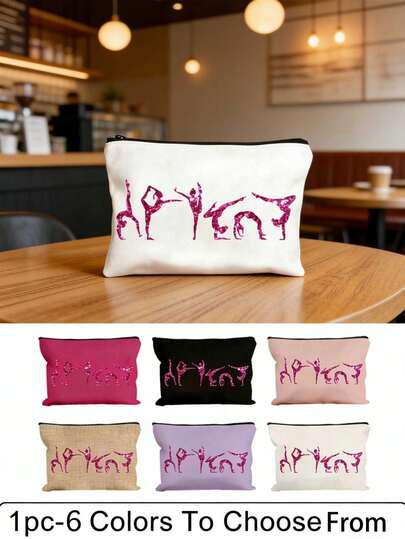 Zipper Bag With Six Dancers Gymnastics Printed - Dance Theme Pattern, Large Capacity Ladies' Travel Makeup Bag, Portable Foldable Storage Bag, Makeup Storage Bag, Lightweight Travel Cosmetic Bag, Makeup Bag, Handbag, Toiletry Bag, Pencil Case, Gift Bag, Zippered Bag, Perfect Gift For Back-To-School Season, Summer,Middle Eastern Gifts, Arabic Gifts,New Year,Ramadan, Eid, Valentine's Day, Christmas, Or Thanksgiving, Travel Toiletry Makeup Bag , Makeup Room Décor
