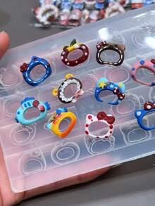 1pc Cute Nail Art Mold, Cartoon Hat, Bow, Frame DIY 3D Decor Transparent Silicone Mold - Clear - View 6