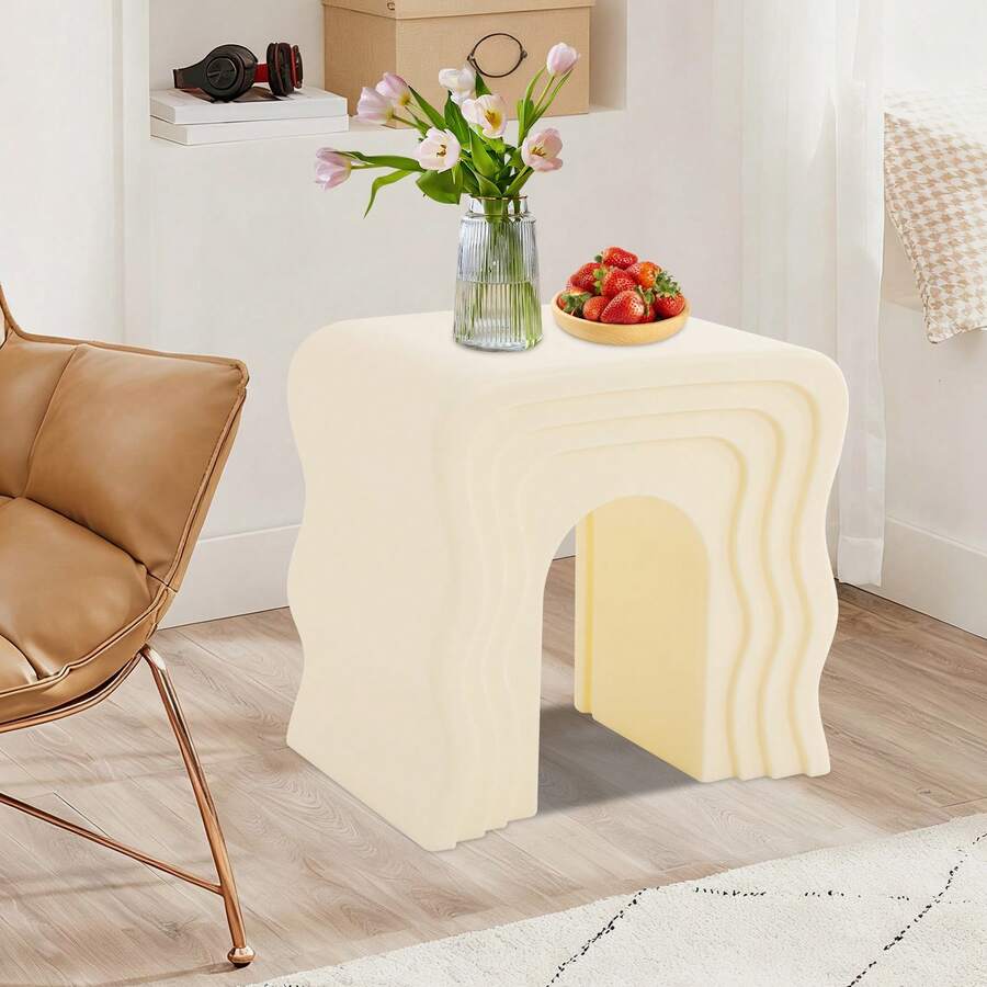 YIYIBYUS Multi-Functional Creamy White Side Table - 661.39LBS Load Capacity Table For Storage Coffee Use - White - View 1