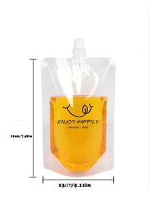 500ML Smiling Face Pattern Drink Bag Transparent Suction Nozzle Bag Disposable Soybean Milk Juice Coffee Drink Milk Bag Disposable Food Container Portable Out Drink Bag. - Multicolor - View 2