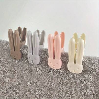 12个可爱兔子造型衣夹，加厚防风塑料夹，夹力强劲，颜色柔和，适用于房间、宿舍、阳台，多用途洗衣夹