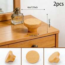 2pcs Black Walnut Wood Single Hole Drawer Pull Handles, Round Head Wooden Cabinet/Wardrobe/Kids Room Door Knobs With Screws - Beech Walnut - View 7