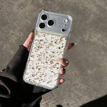 1个透明金箔亮片创意手机壳，兼容 11 12 13 14 15 16 17系列，适合作为礼物送给家人、朋友以及各种节日礼物 - 無色 - 查看 1
