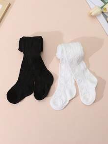 2pcs Baby Girls' Heart Print Tights, Cute & Ladylike For Daily Basic Matching, Spring/Autumn - Multicolor - View 7