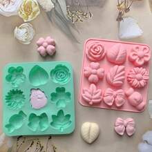 1 Pack Flower Silicone Mold Daisy Flower Chocolate Molds Silicone Rose Floral Leaf Bow Shape Cake Pop Mold Ice Cube Candy Baking Molds For Soap Jello Pudding Desserts Making - Dusty Pink - View 1