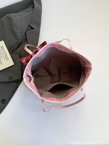 1 chiếc túi tote da PU màu trắng cổ điển trang trí chữ hoa và phụ kiện kim loại, dung tích lớn, dành cho nữ, đeo vai. - Đỏ - Xem 4