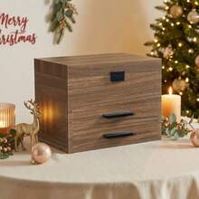 Wooden Jewelry Box For Women Girls 4-Layer Jewelry Organizer With Vertical Necklace Storage Large Jewelry Holder Organizer For Earrings Rings Bracelets Walnut BH23JB04 - 核桃 - 查看 3