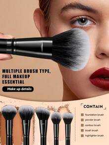 23pcs/1pc Complete Makeup Brush Set, Including 20 Soft Brushes Such As Powder Brush, Blush Brush, Contour Brush, Highlighter Brush, Foundation Brush, Nose Shadow Brush, Eyeshadow Brush, Eyebrow Brush, Lip Brush, And Detail Brush + 1 Travel Waterproof Makeup Bag + 2 Liquid Beauty Eggs, Suitable For Beginners, Professional Makeup Artists, And Novice Beauty Practice Scenarios - Black - View 2