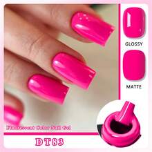 MEET ACROSS 1瓶霓虹果冻指甲油，不含HEMA和TPO，7毫升亮丽荧光色，持久半永久可卸UV凝胶指甲油，适合春夏美甲DIY和美甲沙龙使用。 - 玫紅色 - 查看 4