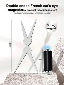 3pcs Cat Eye Nail Magnets, Stainless Steel French Cat Eye Nail Magnet Set, Suitable For DIY Or Nail Salons - Multicolor - View 5