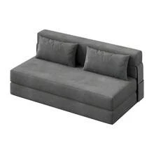 Sofá Cama Plegable Grande de Pana Multifunción se Convierte en Cama Individual o Sillón Cama Futón para Espacios Pequeños - Gris Oscuro - Ver 8