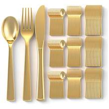 60-Piece Golden Disposable Plastic Cutlery Set, Including 20 Forks, 20 Spoons, And 20 Knives, Suitable For Home, Bars, Restaurants, Weddings, Birthdays, New Year, And Other Holiday Parties - Silver - View 12