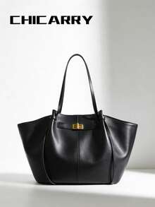 时尚大容量梯形设计奢华PU皮革女士单肩包，设计师款别致锁扣手提包，高品质腋下包 - 彩色 - 查看 7