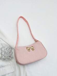 Bolso de hombro ligero y casual de unicolor, adecuado para el uso diario de las mujeres en primavera y verano - Rosa - Ver 2