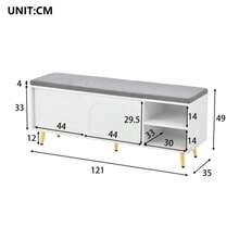 Shoe Bench, Shoe Rack With Seat, Bench With Seat Cushion, Shoe Cabinet With Storage Space, Wardrobe Bench, White, Dimensions: W121*D35*H49cm - White - View 2