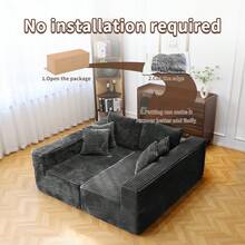 74.8''Cloud Couch Sectional Sofa Bed, No Assembly Required With Wide Arms For Living Room - 深灰色 - 查看 4