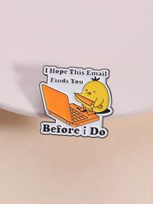 1 Piece Sharp Workplace Satire Enamel Pin Badge Yellow Chick Typing Design Email Pun Humorous Slogan Pin For Office Workers Emotional Resonance And Daily Fun Stress Relief Scene - Multicolor - View 2