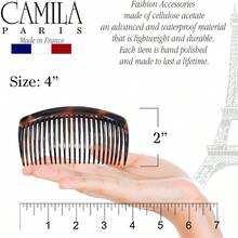 Paris AD66/2 French Side Comb Large Curved Tortoiseshell Hair Combs Women Fine Hair, 4 Inch Strong Hold Comb Women Bun Chignon - Do Styling Hairstyle Accessories, Made In France - 玳瑁 - 查看 7