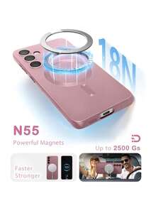 适用于三星 Galaxy S24 S25 S22 S23 Ultra Plus S20 S21 FE Note 20 A35 A55 A05 A15 的奢华磁吸手机壳，采用柔软的 TPU 材质。 - 玫瑰金 - 查看 7