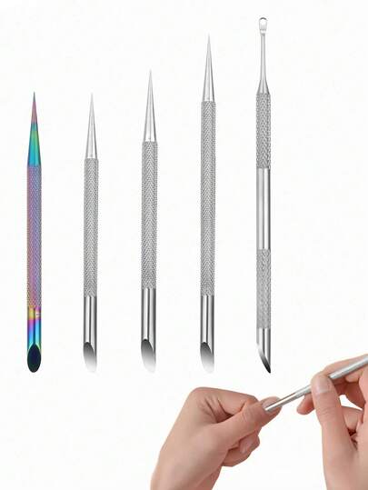 Stainless Steel Cuticle Pusher, Nail Dotting Pen, Nail Care Tools, Double-Ended Manicure Stick, Cuticle Remover Cleaner, Cuticle Pusher, Wooden Cuticle Pusher, Glass Cuticle Pusher And File Set