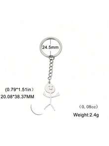 趣味涂鸦钥匙扣，幽默造型不锈钢钥匙扣，不锈钢人偶，钥匙扣吊坠 - 情人节男士礼物的完美之选，适合装饰包包和汽车配件，个性化钥匙扣 - 彩色 - 查看 3