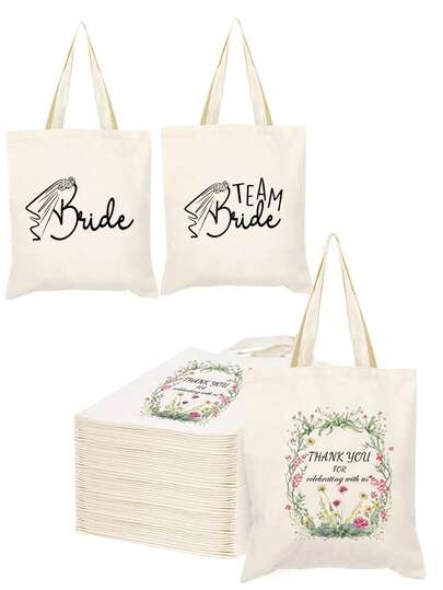 20/10/5/1pcs Set, Large Capacity Canvas Bags, Wedding Theme Makeup Bags, Gift Bags, Shopping Bags, Gift Packaging Sets, Bridal Shower, Wedding Party Favors, Bridesmaid Gifts, SPA Party, Sports & Fitness Portable Cosmetic Organizer Bags, Wedding Celebration Gifts For Guests, Thank You Gift Tote Bags, Multipurpose Shopping Bags, Book Storage Backpacks, Stationery Bag Sets