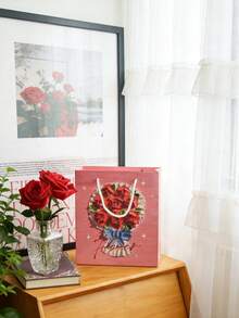 Oil Painting Rose Series Gift Bag With Handle, Suitable For Gifts, Candies, Paper Gift Bags For Valentine's Day, Wedding, Giving To Girlfriend, Boyfriend, Wife, Husband - Multicolor - View 5