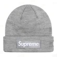 Supreme Box Logo Beanie (BOGO) | Authentic Unisex Knitted Acrylic Headwear | Essential Streetwear Cold Weather Accessory - 淺灰色 - 查看 1