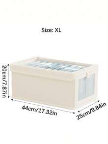 1pc Oxford Cloth Visible Clothing Storage Box With Cover, Portable Fabric Organizer Box, Moisture-Proof For Clothes, Pants, Socks, Underwear - Beige - View 12
