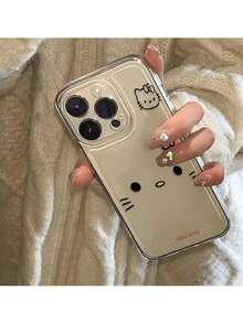 Sanrio 三丽鸥蝴蝶结小猫咪手机壳，兼容 16/17，新款15 Pro Max卡通透明软硅胶防震可爱手机壳，男女通用 - 無色 - 查看 3