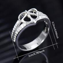 1pc S925 Silver Multi-Layer Diamond Heart Ring, With A Heart-Shaped Design Accented By Multi-Layer Pave Diamonds, Elegant And Romantic Style Suitable For Dates, Anniversaries And Other Emotional Occasions, A Thoughtful Gift Item With Youthful And Stylish Appeal - Silver - View 5