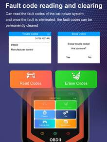 Herramienta de diagnóstico de automóvil OBD2, lector de códigos de falla, decodificador, borrador, equipo de diagnóstico con luz de advertencia - Negro - Ver 5