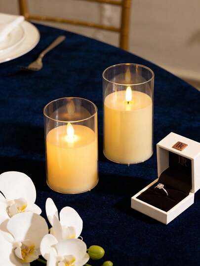 1 st modernt dekorativt cylindriskt LED-ljus, romantisk bröllopsmatbordsdekoration LED-ljus, pelarljus, glaspelarljus för mottagning, förlovningsfest, årsdag, bordsdekoration för vardagsrum, spa, avslappning, estetisk rumsdekoration, flimrande ljus för evenemang, heminredning, sovrum, middag, bröllop