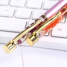 Customized Text Logo Metal Flat Head Oiled Floating Dried Flower Pen, Luxury Fashion Pen, Personalized Inspirational Pen, Back To School Gift, Daily Office & Student Use, Thoughtful Gift For Friends, Teachers, Family - Multicolor - View 7