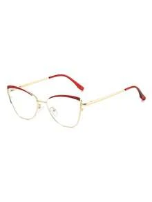 1副女士猫眼金属弹簧腿水钻亮片复古时尚平底眼镜 - 彩色 - 查看 3