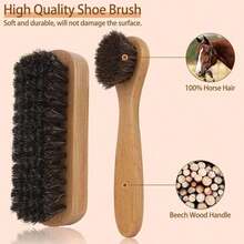 2 Pcs Shoe Brush, Boot Brush, Horsehair Brush Shoe Kit Shoe Cleaning Brush Polish Brush Shoe Cleaner Brush Leather Cleaning Brush Shoe Shine Brush Horsehair Shoe Brush Dauber Applicators Leather - 2Pcs Style a - View 4