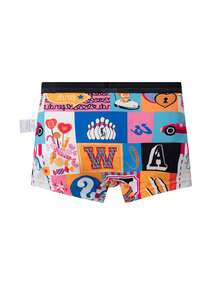 4pcs/Pack Teen Boys' Simple Stylish Graffiti Printed Boxer Briefs - Multicolor - View 3