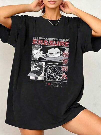 Grafiska T-shirts Herr Moderiktigt Tryck Casual T-shirt Anime Unisex T-shirt Aizawa Grunge Stylad MHA T-shirt Avslappnad Passform, Löst Kortärmad T-shirt, Kortärmad Enkelsidigt Tryckt T-shirt, 2025 Jul T-shirt, Moderiktigt Tryck Casual T-shirt, 100 % Bomull Kortärmad Casual T-shirt, Svart - Perfekt Thanksgiving Jul Nyårspresent Casual Sommar T-shirt, Bekväma Outdoor Casualkläder