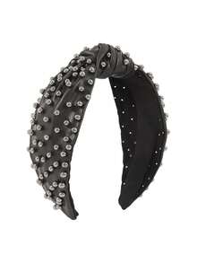 Knitted Bow Headband For Women, Facial Washing, Mask, Wide Brim Knotted Hair Hoop Leather Studded Pearl Headband, Minimalist Personalized Wide Brim Hair Hoop, Fashion Headband - Multicolor - View 9